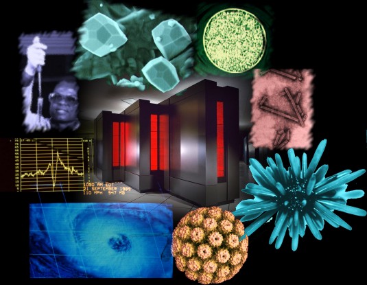 
	  A graphic collage depicting images related to
	  computers, crystals, science and chemistry.
	