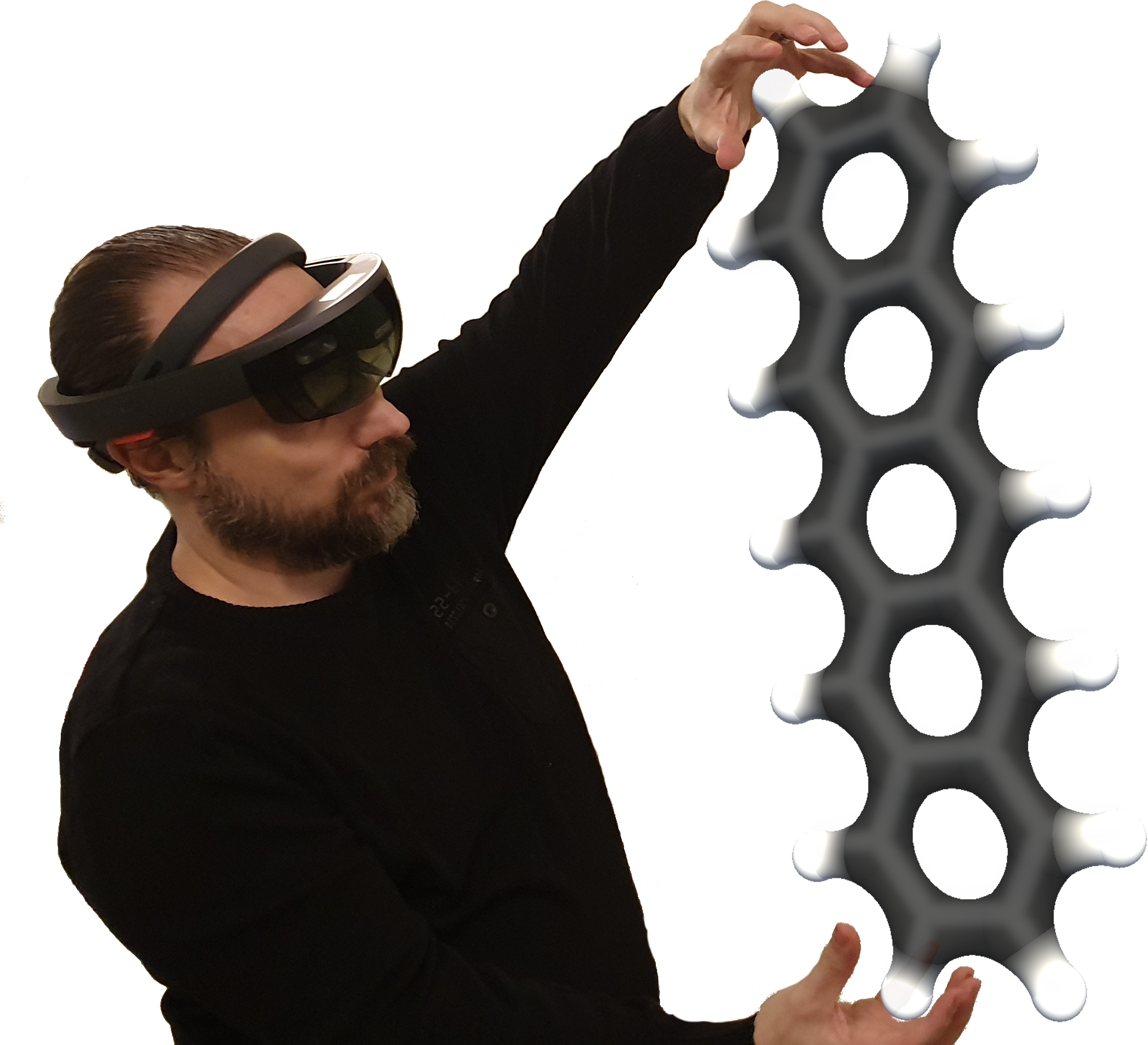 Interactive virtual reality manipulation of a molecule.